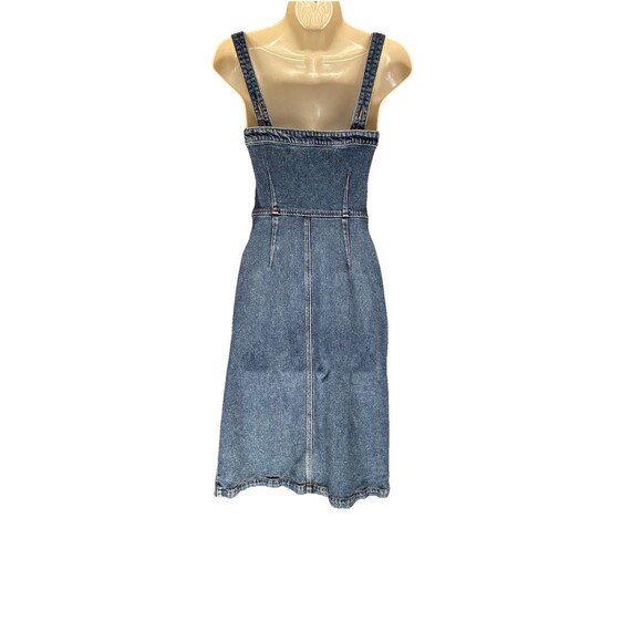 Reformation Camille Size 0 Blue Distressed Denim Button Front Midi Dress - Picture 4 of 15